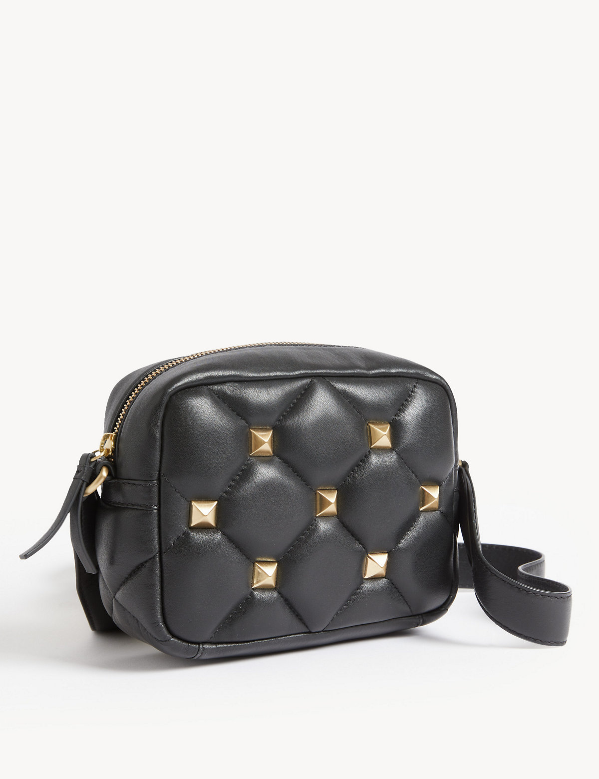 Leather Quilted Cross Body Camera Bag