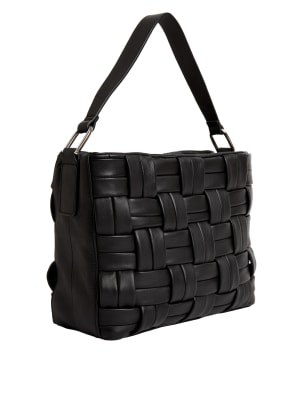 

Womens M&S Collection Leather Woven Top Handle Cross Body Bag - Black, Black