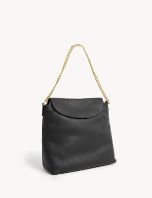 

Womens M&S Collection Leather Chain Strap Shoulder Bag - Black, Black