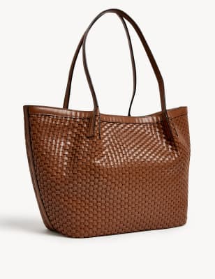 

Womens M&S Collection Leather Woven Tote Bag - Tan, Tan