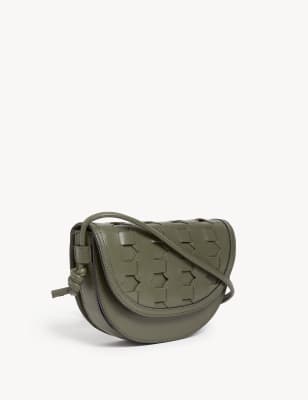 

Womens M&S Collection Leather Woven Saddle Bag - Khaki, Khaki