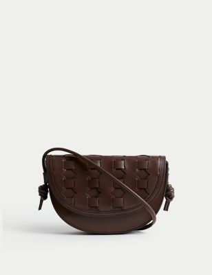 Leather Woven Saddle Bag