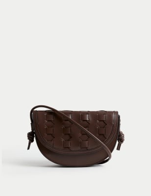 

Womens M&S Collection Leather Woven Saddle Bag - Chocolate, Chocolate