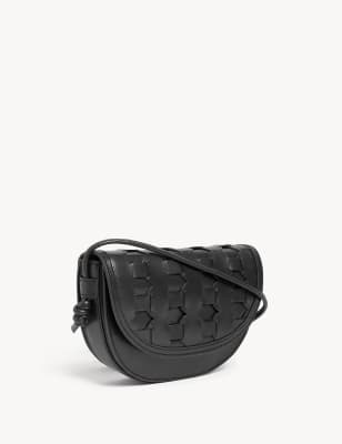 Leather Woven Saddle Bag