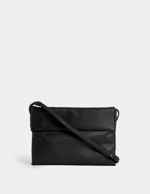 M&S Women's Leather Cross Body Bag - Black, Black,Orange,Buttermilk