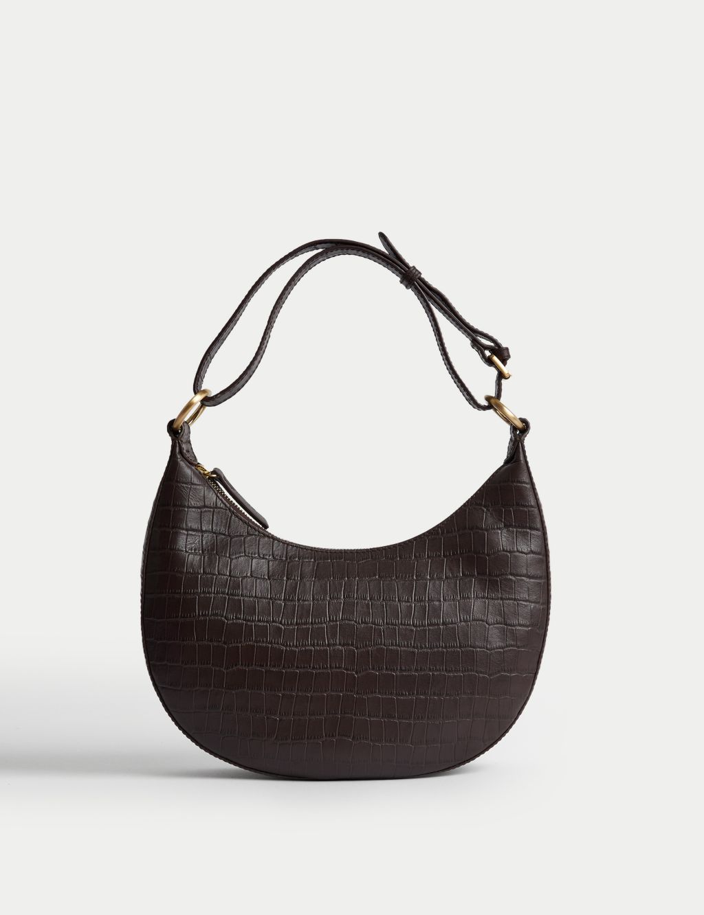 Leather Croc Effect Shoulder Bag