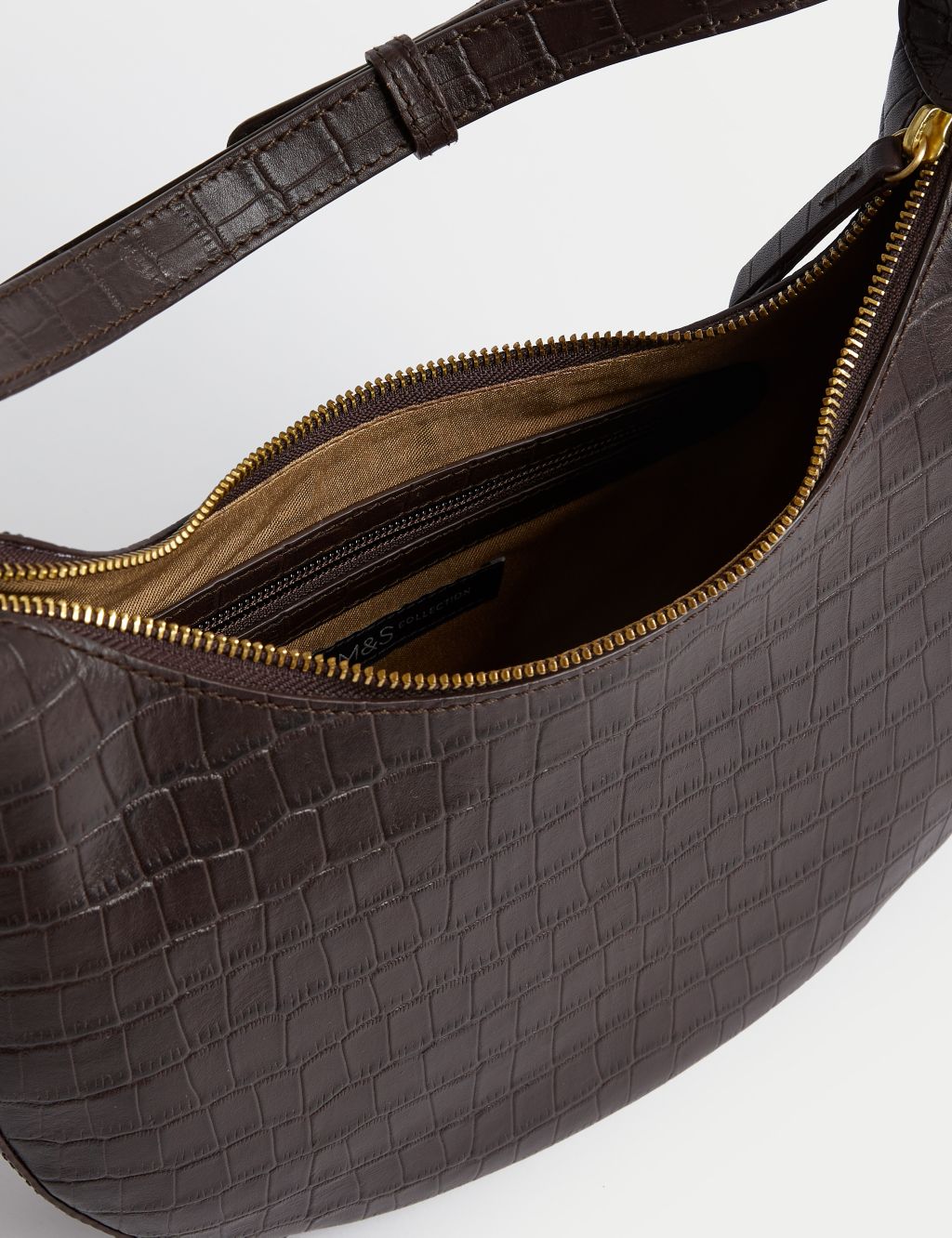Leather Croc Effect Shoulder Bag image 4