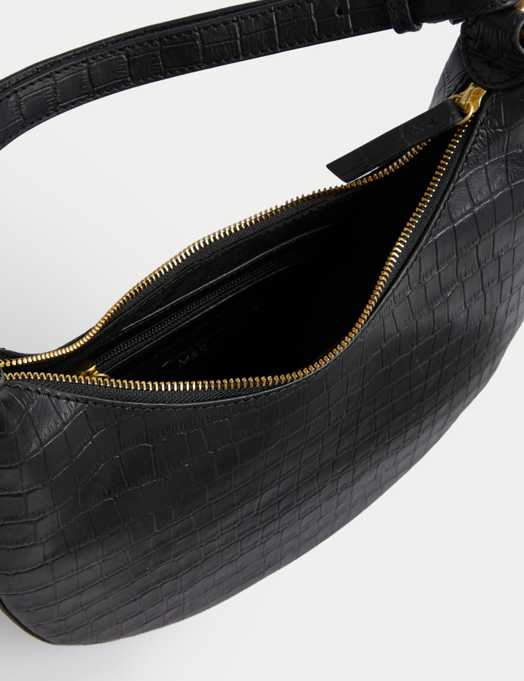 Leather Croc Effect Shoulder Bag image 4