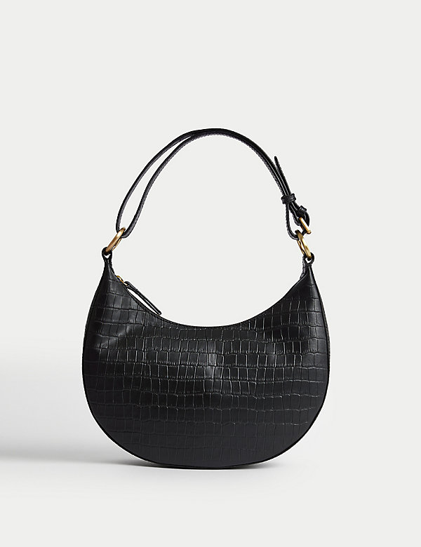 Leather Croc Effect Shoulder Bag - JP
