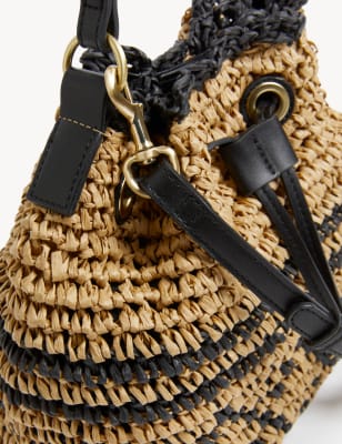 Straw Duffle Cross Body Bag