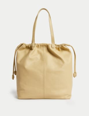 Leather Drawstring Tote Bag