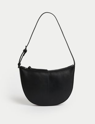 M&S Womens Leather Shoulder Bag - Black, Black,Orange