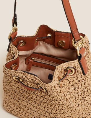 Straw Duffle Cross Body Bag