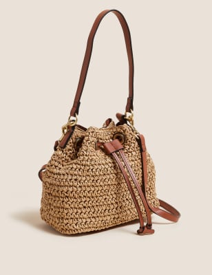 Straw Duffle Cross Body Bag