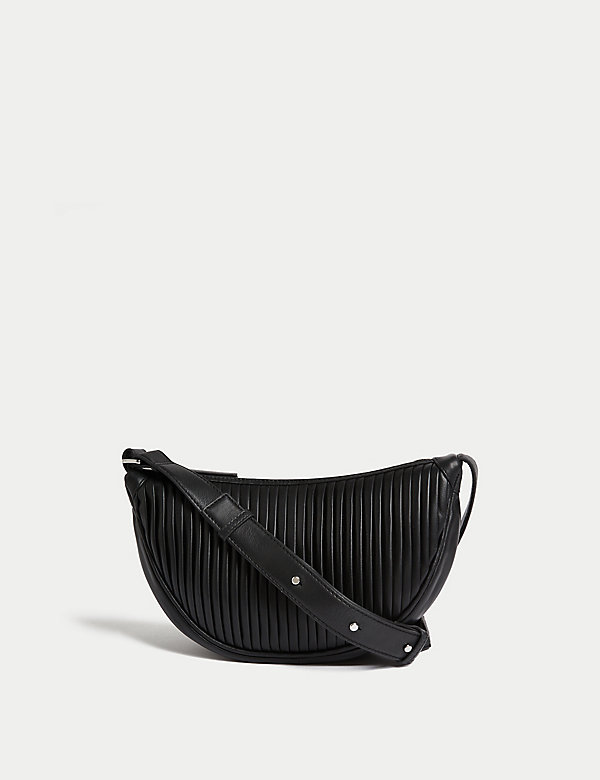 Leather Pleated Sling Cross Body Bag - SK