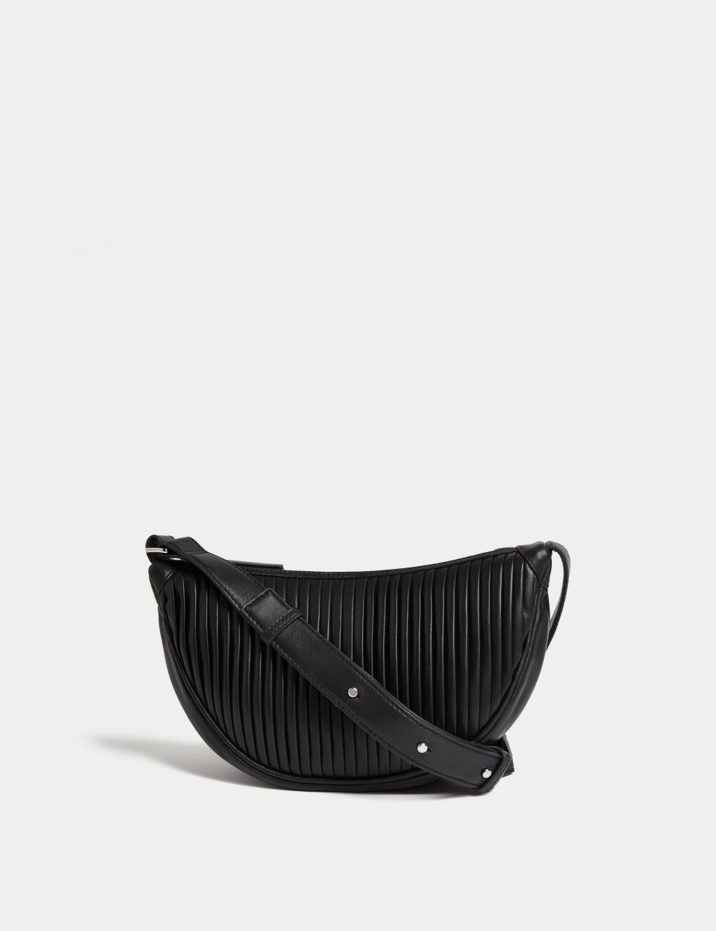 Leather Pleated Sling Cross Body Bag