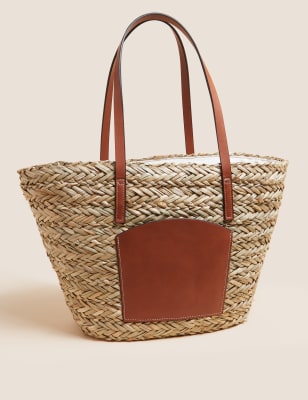 Dadou~Chic: Loewe's Leather-Trimmed Woven Raffia Tote White