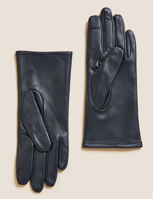 

Womens M&S Collection Leather Touchscreen Gloves - Navy, Navy