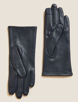 

Womens M&S Collection Leather Touchscreen Gloves - Navy, Navy