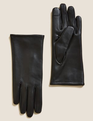 

Womens M&S Collection Leather Touchscreen Gloves - Black, Black