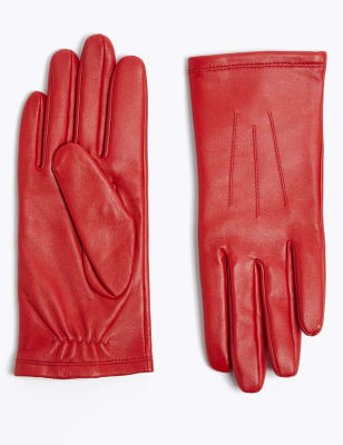 

Womens M&S Collection Leather Gloves - Red, Red