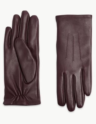 

Womens M&S Collection Leather Gloves - Berry, Berry