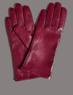 spons specificeren impliceren Leren handschoenen met voering van kasjmier | M&S NL