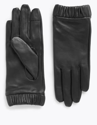 mauve leather gloves