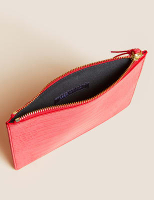 

Womens M&S Collection Croc Effect Purse - Bright Coral, Bright Coral