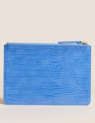 Womens M&S Collection Croc Effect Purse - Fresh Blue