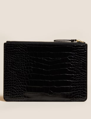 

Womens M&S Collection Croc Effect Purse - Black, Black