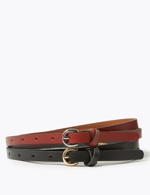  Lot de 2 ceintures en cuir - Black Mix