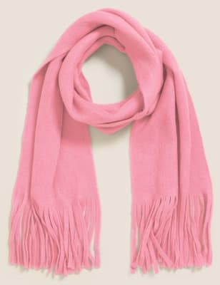 

Womens M&S Collection Knitted Tassel Scarf - Pink, Pink