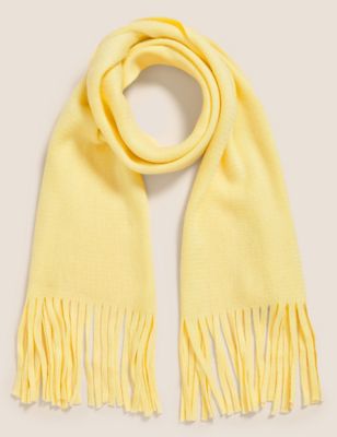

Womens M&S Collection Knitted Tassel Scarf - Soft Yellow, Soft Yellow
