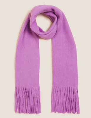 

Womens M&S Collection Knitted Tassel Scarf - Lavender, Lavender