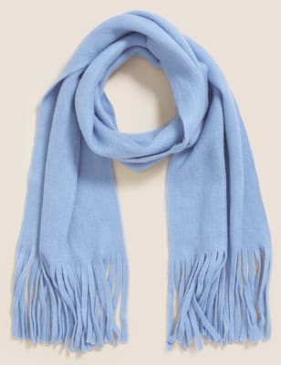 

Womens M&S Collection Knitted Tassel Scarf - Mid Blue, Mid Blue