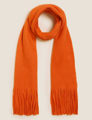 

Womens M&S Collection Knitted Tassel Scarf - Orange, Orange