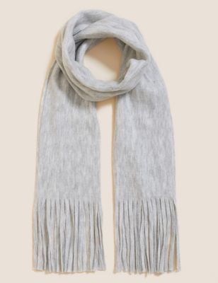 

Womens M&S Collection Knitted Tassel Scarf - Grey, Grey