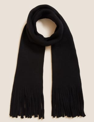 

Womens M&S Collection Knitted Tassel Scarf - Black, Black