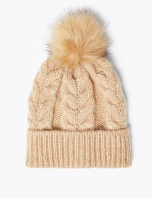 fluffy pom pom beanie hat