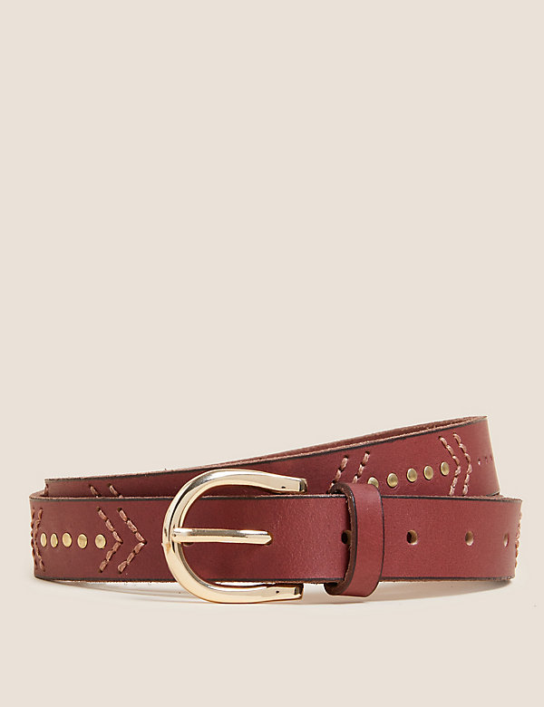 Leather Embroidered Jean Belt - FI