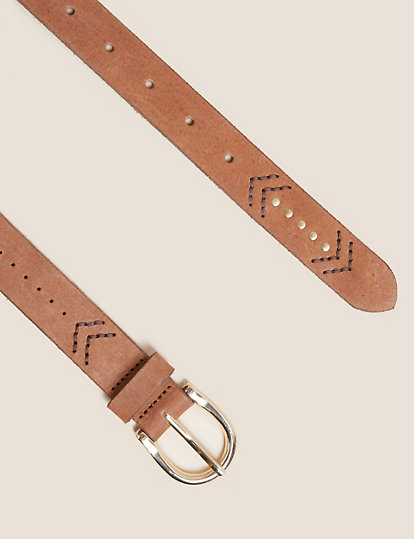 Leather Embroidered Jean Belt