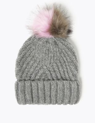 Ribbed Pom Beanie Hat | M&S Collection | M&S