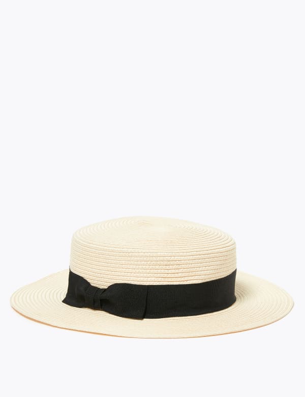 M/&S COLLECTION Women/'s Pure Cotton Reversible Floral Trim Hat NEW!!