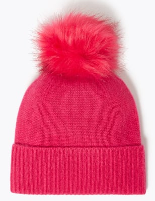 Cashmere beanie with sales pom pom