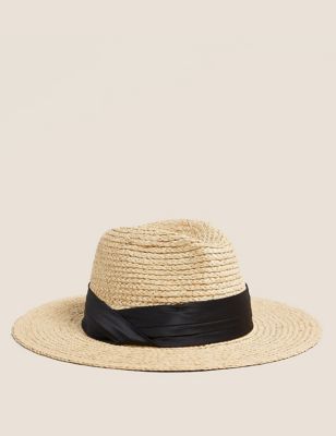

Womens M&S Collection Straw Fedora Hat - Natural, Natural