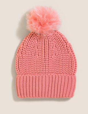

Womens M&S Collection Knitted Pom Hat - Pink, Pink