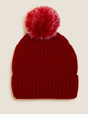 

Womens M&S Collection Knitted Pom Hat - Deep Red, Deep Red