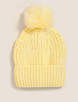 

Womens M&S Collection Knitted Pom Hat - Soft Yellow, Soft Yellow
