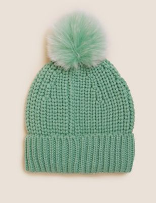 

Womens M&S Collection Knitted Pom Hat - Green, Green